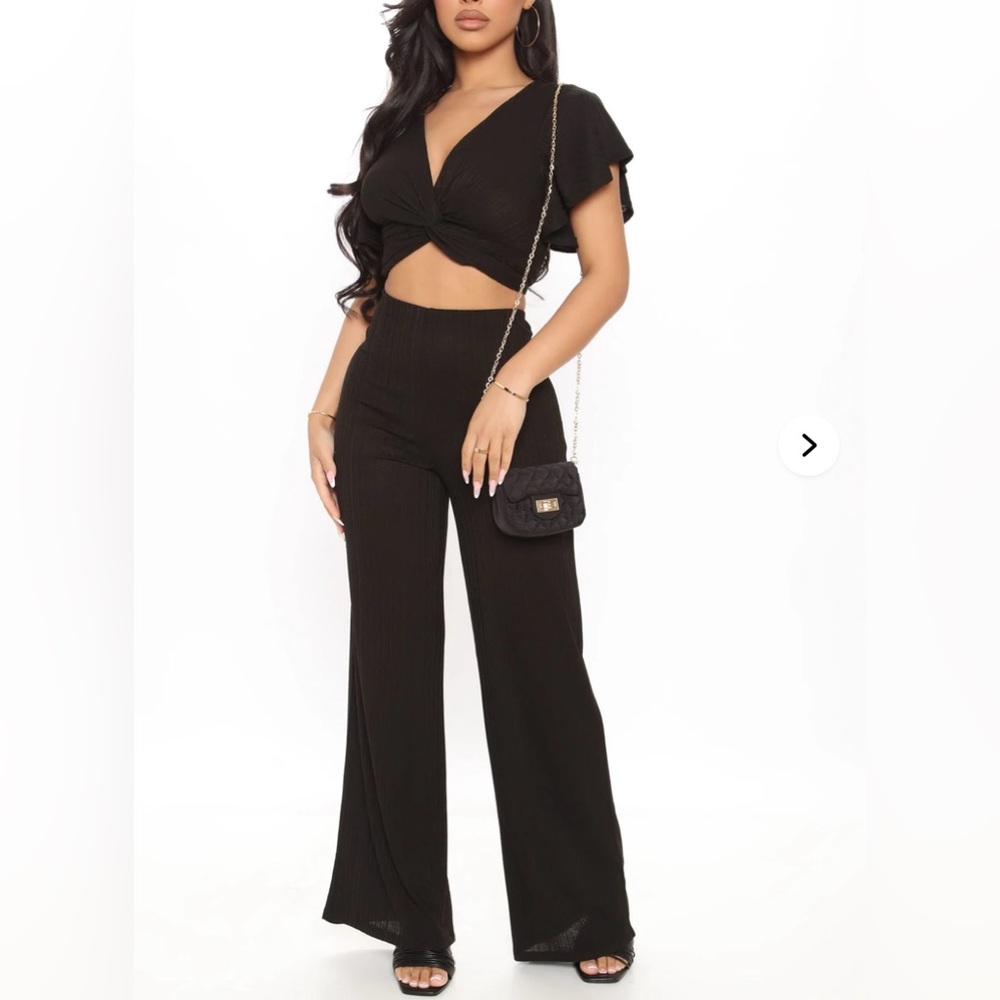 Fashion Nova Always Right Pant Set in black
